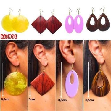 Imagem de Brincos feminino 4 pares  diversos tamanhos e cores puro estilo - loop
