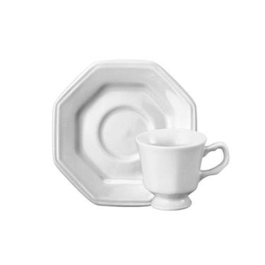Imagem de Xicara de cafe com pires 60ml branca prisma - schmidt, Branco, 1