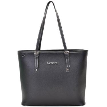 Imagem de bolsa de ombro grande de ziper Moncci, Preto