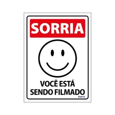 Imagem de Placa De Sinalização Sorria Você Está Sendo Filmado 15x20 Ecom IA - P-