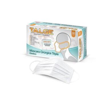 Imagem de Máscara Tripla Descartável Elástico Talge Com 50 Un Anvisa