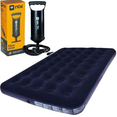 Imagem de Colchão Inflável Casal Multiuso + Inflador Manual Kit Reparo - Bel, Co