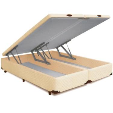 Imagem de Cama Box Cosmopolita Baú King Size Bege Areia Rajado 193x203, 193x203