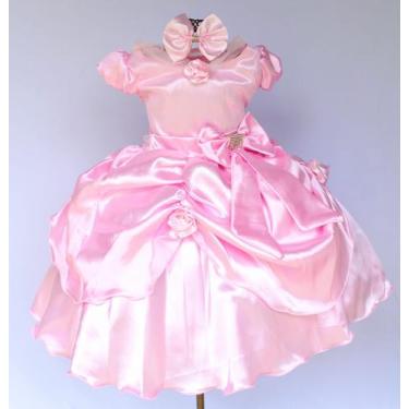 Imagem de Vestido Infantil Rosa Bela Adormecida Aniversário Tema E Tiara - festa