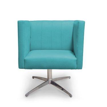 Imagem de Poltrona Decorativa Barcelona Suede Azul Turquesa Base Giratória Croma