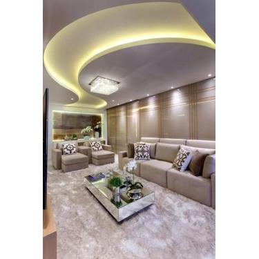 Imagem de Mesa De Centro Espelhada Para Sala Decorativa 120X60 Cm Com Rodas Altu