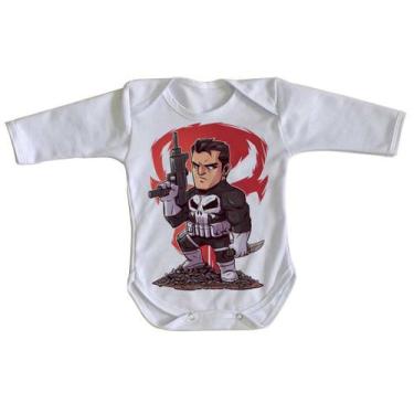 Imagem de body nenê criança roupa bebê manga longa Justiceiro - Empório Dutra, G