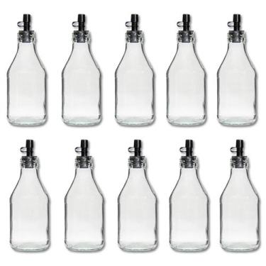 Imagem de 10 Garrafa Vidro 200ml Bico Dosador Molho Pimenta - Tykhê, Preto