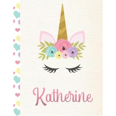 Imagem de Katherine: Personalized Unicorn Journal and Sketchbook. Journal and Notebook for Girls. 8.5"x11" with Lined and Blank Pages, Perfect for Sketching, Doodling, Noting and Writing