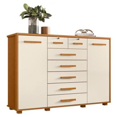 Imagem de Cômoda Fontana 2 Portas e 7 Gavetas - Móveis Albatroz, Cinamomo/Off Wh