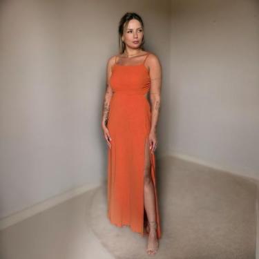 Imagem de Vestido Longo Com Fenda Na Perna Rita Amarrar Nas Costas Formaturas e 