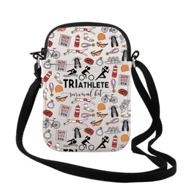 Imagem de Presente de triatlo kit de sobrevivência triatleta presente para mulheres homens triatleta temático bolsa com zíper presente, Bege, Pulseira triatleta
