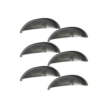 Imagem de 6 Unidades Puxador Concha Meia Lua P/Gaveta Armario Móveis (Prata Envelhecido)