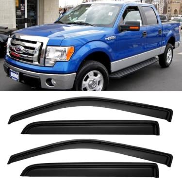 Imagem de Cxdar Protetores de chuva de janela para Ford F150 SuperCrew Cabine 2009-2014, 2010-2014 F-150 SVT Raptor Janela Defletores de Vento de Ventilação Persianas