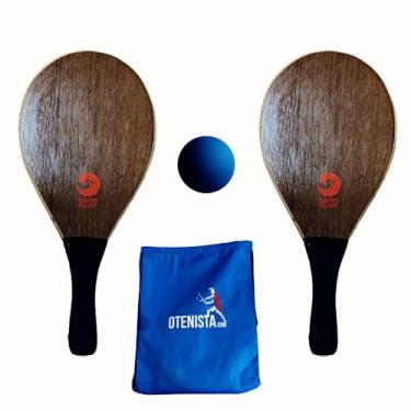 Imagem de Kit para jogar Frescobol com 2 Raquetes Madeira Oca Mais Bolsa Gymsek e Bola Cortesia