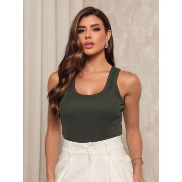 Imagem de Regata Feminina Blusa Básica Caneladinha Tecido Rib Canelado Confprtáv