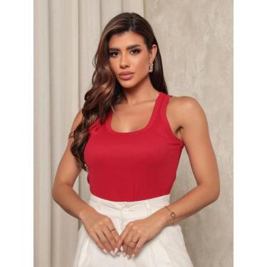 Imagem de Regata Feminina Blusa Básica Caneladinha Tecido Rib Canelado Confprtáv