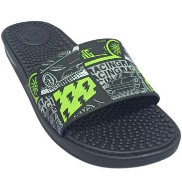 Imagem de Chinelo Molekinho Menino Infantil Macio e Prático, Preto, Amarelo neon