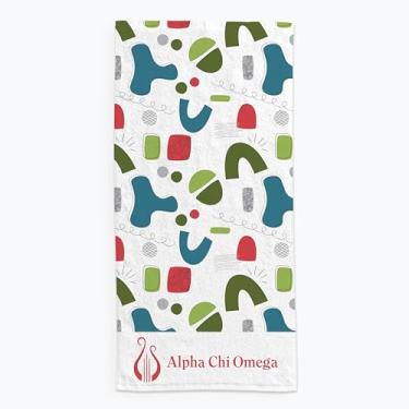 Imagem de Sorority Shop Toalha de praia Alpha Chi Omega - Design leve da marca 162 cm x 76 cm, cobertor de praia de microfibra macia, leve e durável, cobertor de toalha Alpha Chi Omega, absorção de água,