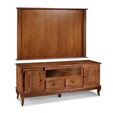 Imagem de Conjunto Rack 60812M + Painel 50513 para Sala Pés Luiz XV 2 Gavetas 2 