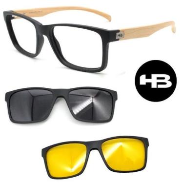 Imagem de Armação Grau Hb Switch 0339 261 Preto Madeira com 2 Clipons, Cinza, No