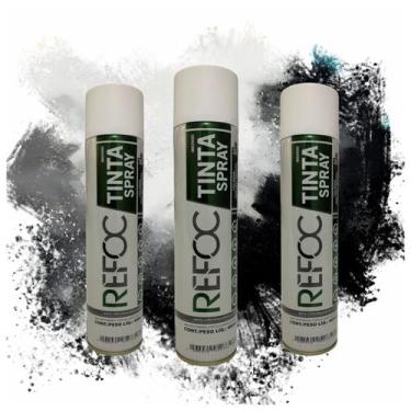 Imagem de Kit 3 Tinta Spray Metálica Uso Geral Preto e Branco 400ml  - REFOC, Br