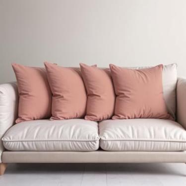 Imagem de 4 Capas Almofada Veludo Suede Sofa Decorativa 45x45 Rosa