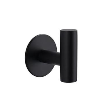 Imagem de Gancho de toalha de aço inoxidável para banheiro, cabideiro de parede autoadesivo, porta-chaves, ganchos para toalhas, cabideiro para roupas, ganchos para pendurar, preto