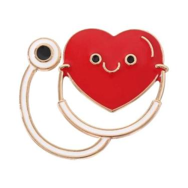 Imagem de Moda série médica metal esmalte broche estetoscópio masculino feminino