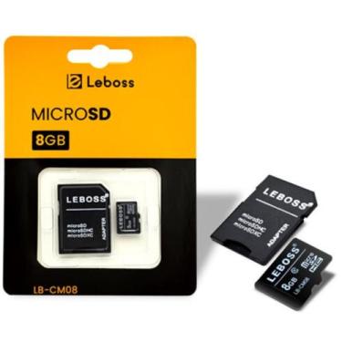 Imagem de Cartão de Memória 8GB Com Adaptador SD Smartphones e Tablets - leboss