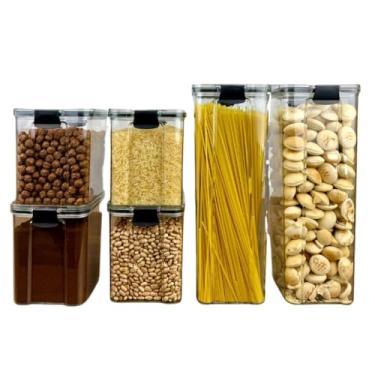 Imagem de Monte seu Kit Pote Hermético para Mantimentos de Cozinha Dispensa Armário Plástico
