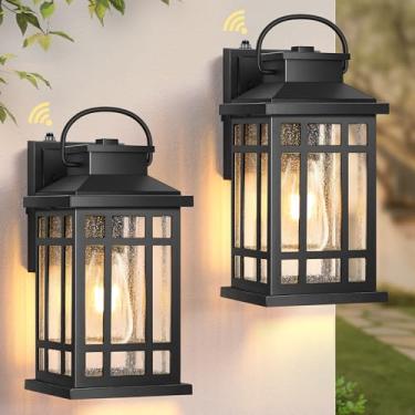 Imagem de OPAXIS Luzes De Varanda Para Áreas Externas, 2 Pacotes De Luminárias Externas Do Amanhecer Ao Anoitecer, Luminária De Alumínio Para Pátio Com Vidro Bolha, Arandelas Para Áreas Externas De Jardim, S