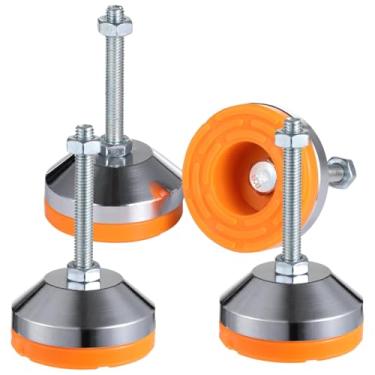 Imagem de 4 peças de pés niveladores resistentes, nivelador de perna com base, pés de nivelamento ajustáveis com rosca M8, ótima capacidade de carga para gabinete de máquina de bancada, D60 x M8 x 50