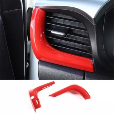 Imagem de HAGEZA Tampa de ventilação de saída de ar condicionado lateral do painel do carro, apto para Toyot-a Hilux Revo 2015-2021, tampa de saída de saída de ar lateral do painel ABS vermelho
