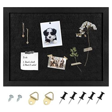 Imagem de Aitakatta Quadro de avisos de quadro de cortiça, quadro de cortiça preto para paredes com feltro, quadro decorativo pendurado para escritório escolar em casa, quadro de visão, 35 x 28 cm, preto 1 peça