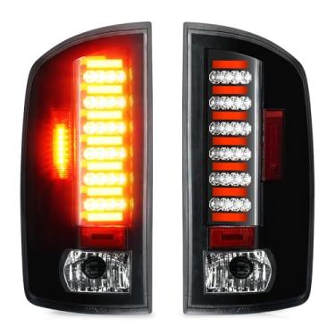 Imagem de Tresound Luz traseira de LED para Dodge Ram 1500 2002-2006, Ram 2500 3500 2003-2006, conjunto de lanterna traseira, 55077348AF 55077347AF CH2801147 CH2800147, lente transparente cromada