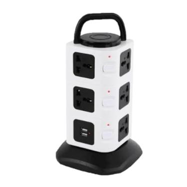 Imagem de Torre de Tomada Multiplug com 11 Entradas, 2 USB, Bivolt, Proteção Contra Sobrecarga – Ideal para Escritório e Home Office