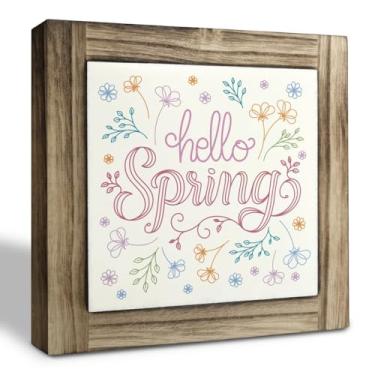 Imagem de XJCUG Placa De Madeira Primavera, Placas Decoração Mesa Hello Box, Decorativa Para Decoração, Porta Entrada Rústica Páscoa Em Estilo Fazenda