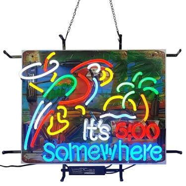 Imagem de MeiLi Letreiros De Neon Para Cerveja, Quarto, São 5 Horas, Em Algum Lugar, Placa Vidro Pub, Hotel, Caverna Do Homem, Festa Aniversário, Arte, Luzes Parede, 24 X 20 Polegadas