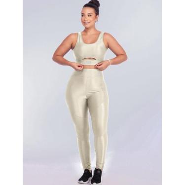 Imagem de Conjunto Esportivo Feminino Tecido Leve Canelado e Brilho Grosso Não M