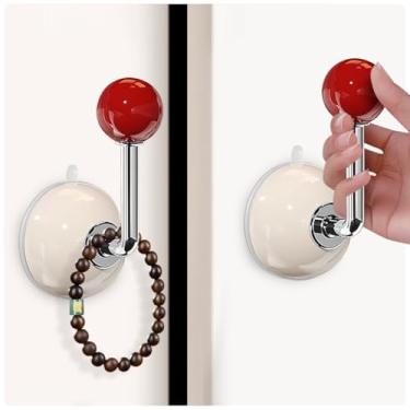 Imagem de EHERDM 2 maçanetas de porta com ventosa vintage removíveis para portas de vidro, janelas, armários, geladeiras, multifuncionais, sem ganchos de perfuração, decoração de casa moderna, vermelho