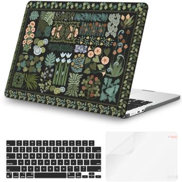 Imagem de iCasso Capa para MacBook Air de 13,5 polegadas versão 2025 2024-2022 M4 M3 M2 modelo A3240 A3113 A2681, capa protetora rígida resistente com padrão floral para Mac Book Air 13 polegadas + capa de