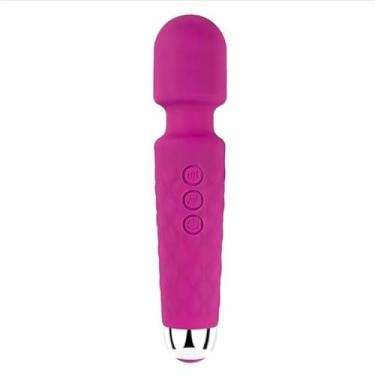 Imagem de Vibrador Massageador corporal Clitoriano Varinha Mágica Silicone Textura Estimulado - Recarregável(VINHO)