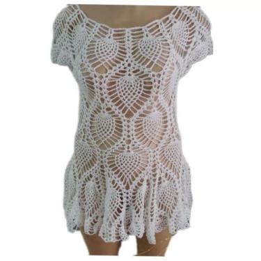 Imagem de Saída de praia de crochê abacaxi - Croche, Branco, GG