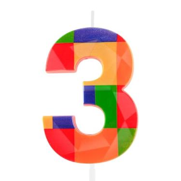 Imagem de Hongplus Bloco de construção colorido 3D, número 3, vela de 3º aniversário, blocos de montar, tijolos, feliz aniversário de 3 anos, topo de bolo para meninos e meninas, crianças, artigos de decoração