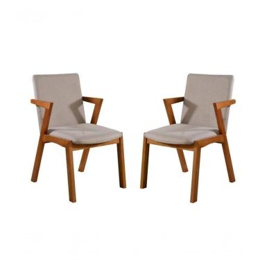 Imagem de Cadeiras Madeira Maciça Estofada Com Braço - Tulipa - Harmonia Salas