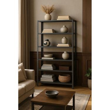 Imagem de Estante Prateleira Aço Dupla 6 Bandeja 90cm Preto - Rede Móveis