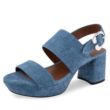 Imagem de Aerosoles Sandália feminina de salto plataforma para câmera, Jeans azul, 7 Wide