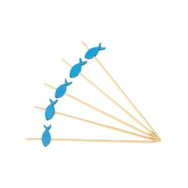 Imagem de Espetos de bambu descartáveis Little Dolphin, aperitivo, coquetel de palitos de frutas, sanduíche, sobremesa, palitos longos para festa de aniversário, decoração de comida, picaretas, bebidas