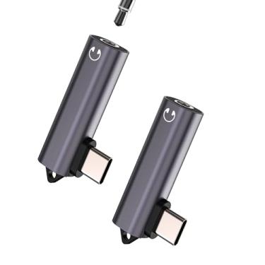 Imagem de Adaptador de cabo USB C para conector AUX (pacote com 2) para iPhone 16 15 Pro tipo C 3,5 mm, dongle de áudio DAC para iPad, compatível com Samsung S25 para fones de ouvido Apple Android, conector